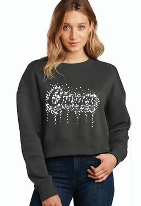 TC CHARGERS ADULT BLING CROPPED SWEATSHIRT
