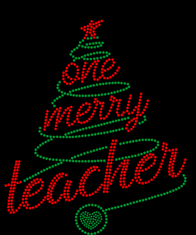 WHITEHALL ONE MERRY TEACHER Rhinestone Shirt