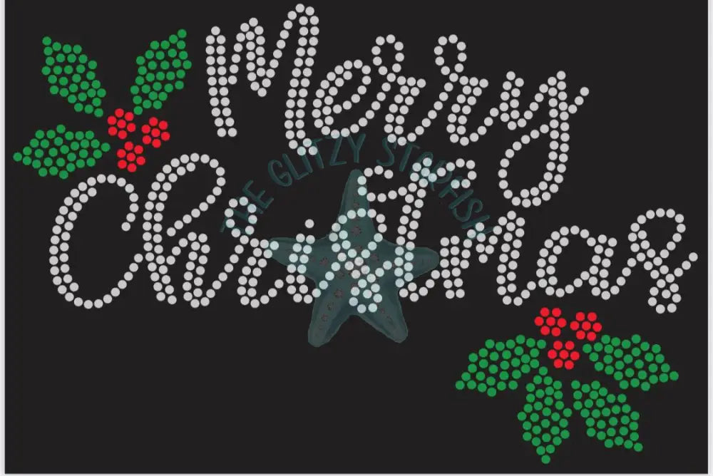 Merry Christmas Holly Rhinestone Shirt