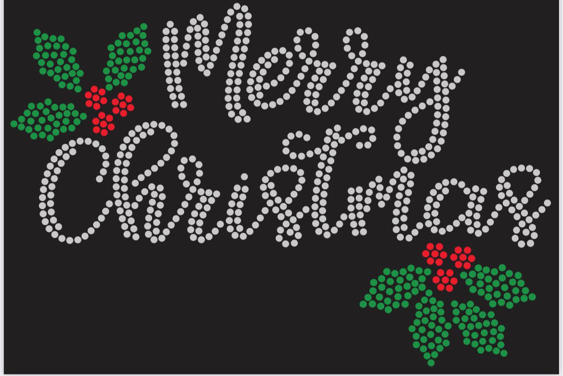 Merry Christmas Holly Rhinestone Shirt