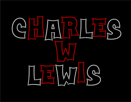 CW LEWIS CHARLES W LEWIS SCRIPT RHINESTONE DESIGN