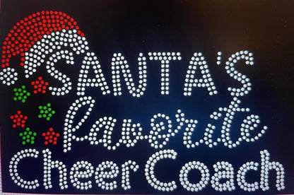 SANTA'S FAVORITE CHEER COACH RHINESTONE DESIGN