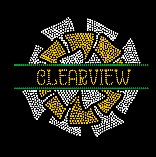 CLEARVIEW SPLIT POM RHINESTONE DESIGN