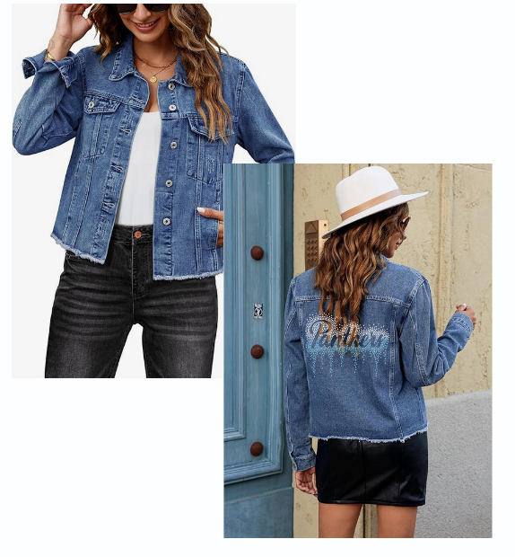 PANTHERS PYAA BLING ADULT JEAN JACKET