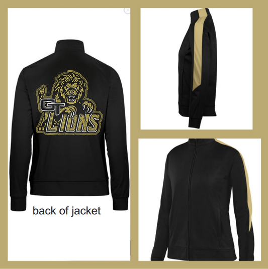 GT LIONS GT FULL LION RHINESTONE ZIPPERED WARM UP JACKET