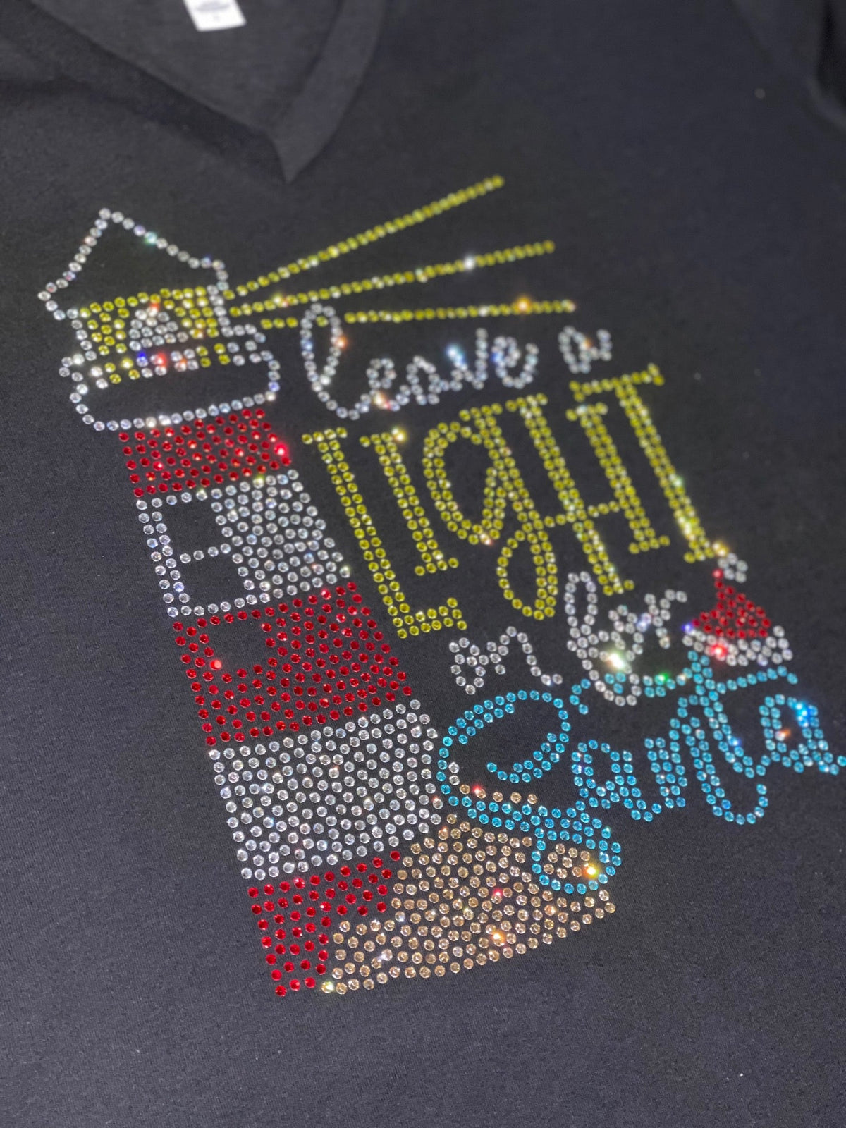 Leave A Light On For Santa Claus Rhinestone Shirt