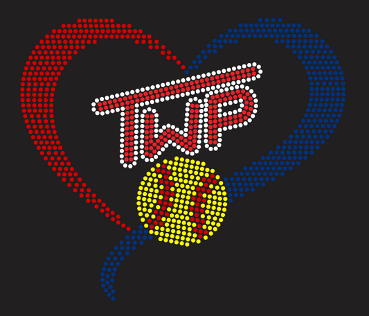 TWP SOFTBALL RED AND BLUE HEART DESIGN