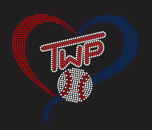 TWP BASEBALL RED AND BLUE HEART DESIGN