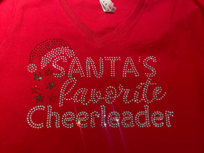 SANTA'S FAVORITE CHEER COACH RHINESTONE DESIGN