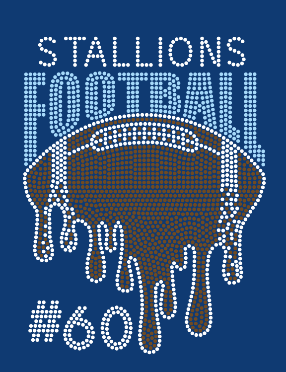 STALLIONS DRIP FOOTBALL BLING DESIGN ADD NUMBER