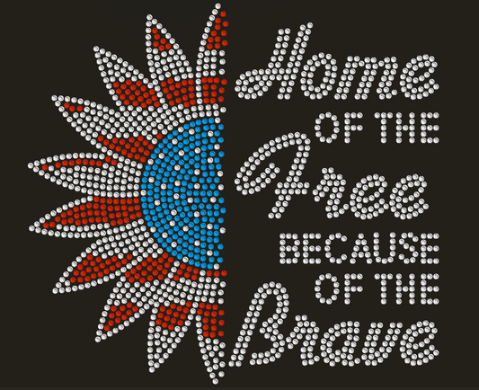 HOME OF THE FREE BECAUSE OF THE BRAVE Rhinestone TShirt