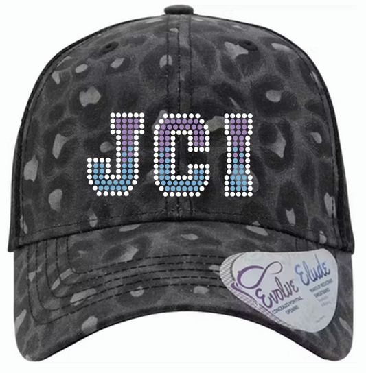 JCI BLACK/GRAY LEOPARD TRUCKER HAT