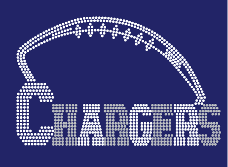 TC CHARGERS FOOTBALL OUTLINE BLING DESIGN