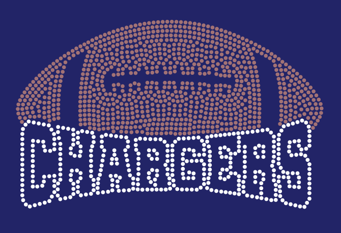 TC CHARGERS FOOTBALL WARP CHARGERS OUTLINE BLING DESIGN