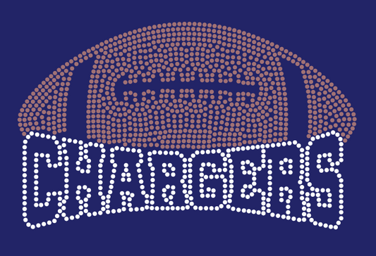 TC CHARGERS FOOTBALL WARP CHARGERS OUTLINE BLING DESIGN