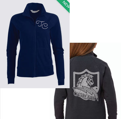 TC CHARGERS NAVY BLUE BLING WARMUP YOUTH/ADULT JACKET
