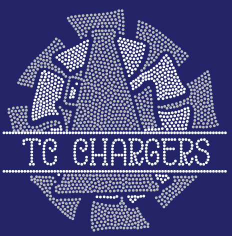 TC CHARGERS SPLIT MEGAPHONE POM BLING DESIGN