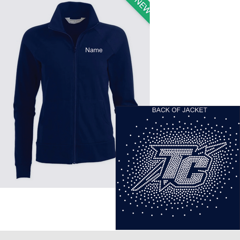 TC CHARGERS NAVY BLUE BLING WARMUP YOUTH/ADULT JACKET