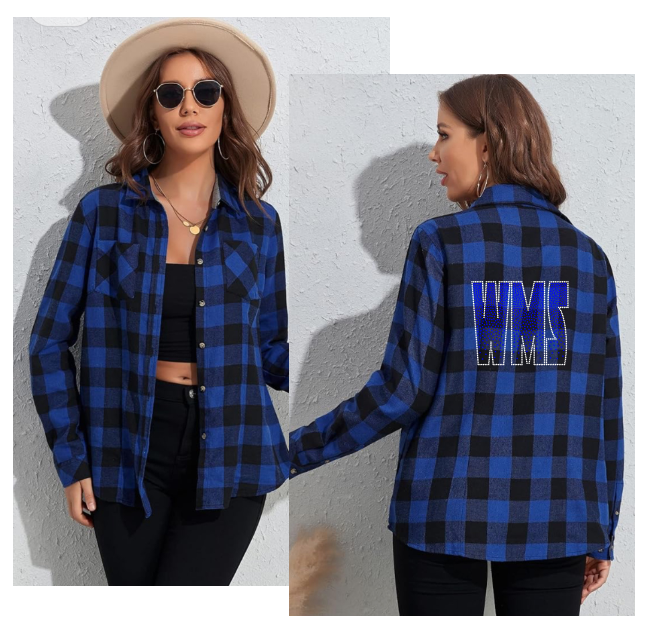 WOMENS BLUE/BLACK BUFFALO PLAID LIGHTWEIGHT FLANNEL