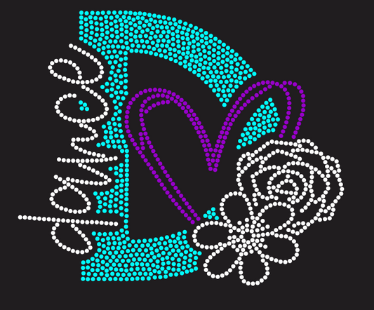 X SQUAD DANCE FLORAL HEART RHINESTONE DESIGN