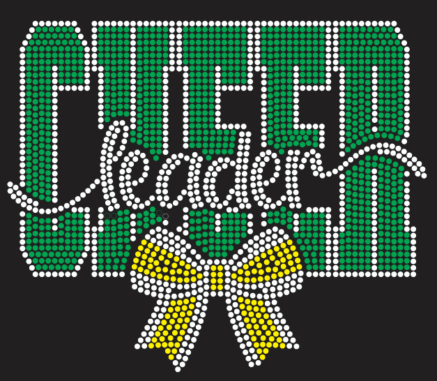 CLEARVIEW CHEER BOLD LEADER W/SMALL YELLOW BOW RHINESTONE DESIGN