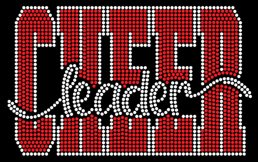 DELSEA HS CHEER BOLD LEADER SCRIPT RHINESTONE DESIGN