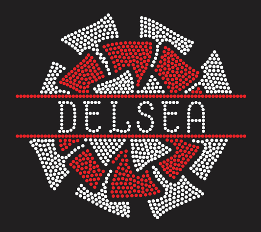 DELSEA HS SPLIT POM POM RHINESTONE DESIGN