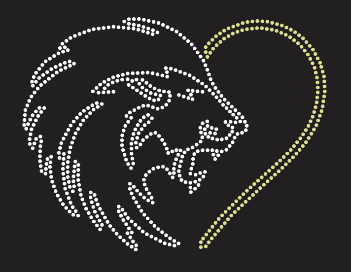 GT LIONS LION SILHOUETTE HEART RHINESTONE DESIGN