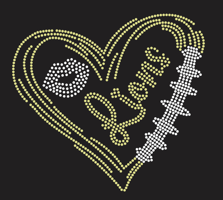 GT LIONS FOOTBALL LACES HEART KISS RHINESTONE DESIGN