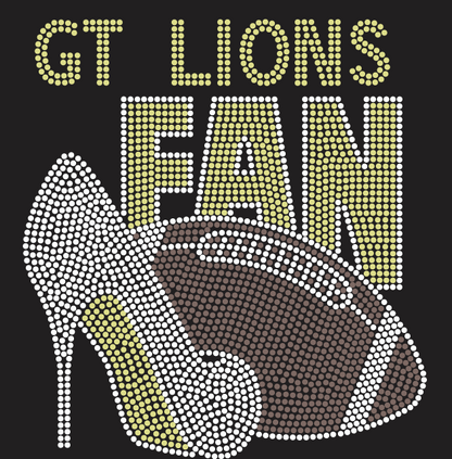 GT LIONS FAN HIGH HEEL RHINESTONE DESIGN