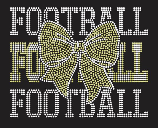 DEPTFORD FOOTBALL SCATTER BOW SPARTANS SCRIPT SCATTER RHINESTONE DESIGN