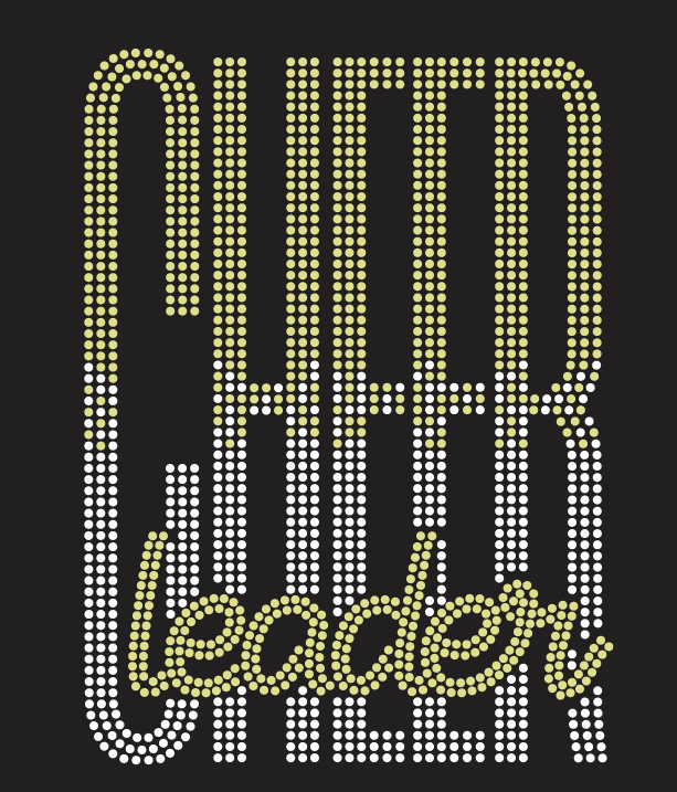 GT LIONS CHEER TALL LETTERING RHINESTONE DESIGN