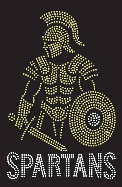 DEPTFORD SPARTAN WITH SHEILD AND SWORD RHINESTONE DESIGN