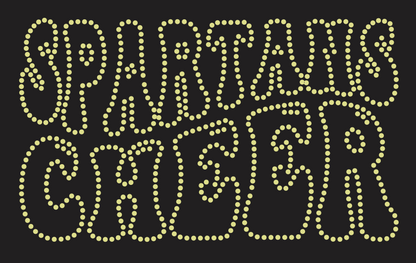 DEPTFORD SPARTANS CHEER BUBBLE FONT RHINESTONE DESIGN