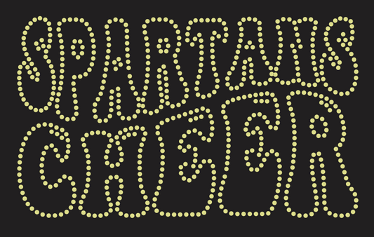 DEPTFORD SPARTANS CHEER BUBBLE FONT RHINESTONE DESIGN