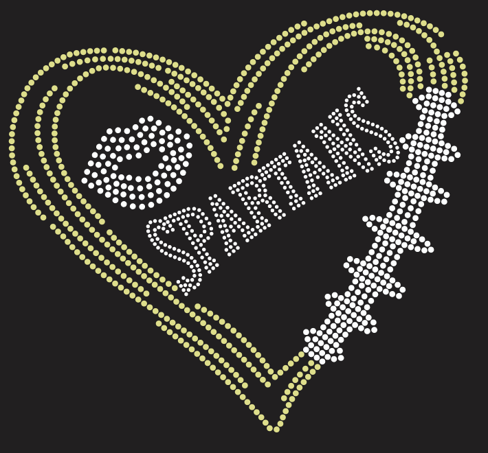 DEPTFORD SPARTANS HEART LACES KISS RHINESTONE DESIGN
