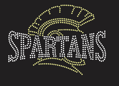 DEPTFORD SPARTANS WORD WARP WITH HELMET RHINESTONE DESIGN