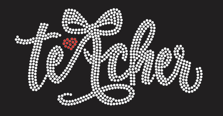OAK KNOLL TEACHER RIBBON BOW Rhinestone Design