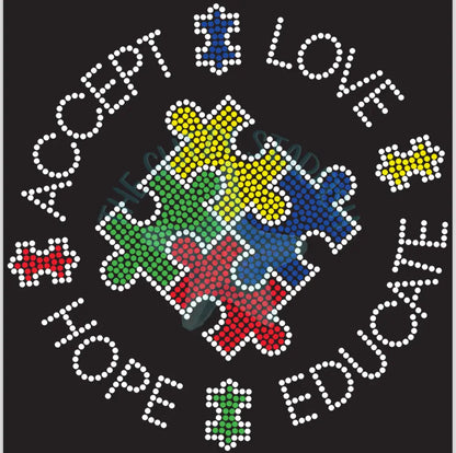 OAK KNOLL ACCEPT LOVE HOPE EDUCATE Rhinestone Design