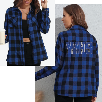 BRAVES WOMENS BLUE/BLACK BUFFALO PLAID LIGHTWEIGHT FLANNEL