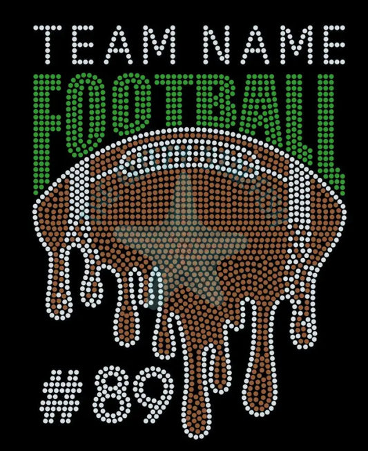 Football Drip Team Name & Number Rhinestone Shirt