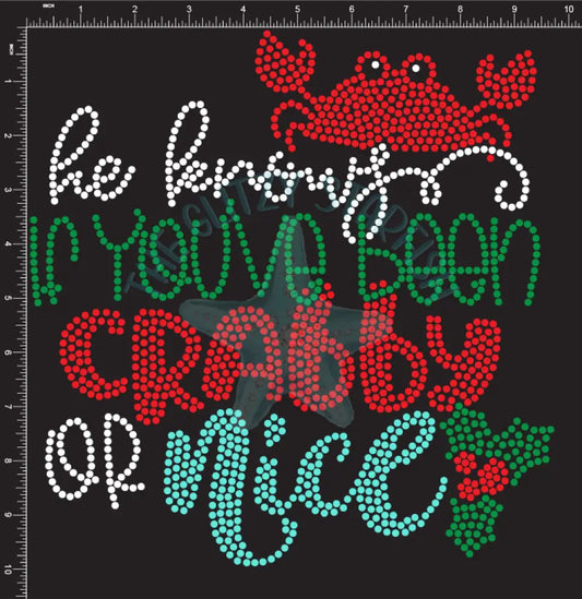 He Knows When Youve Been Crabby Rhinestone Shirt