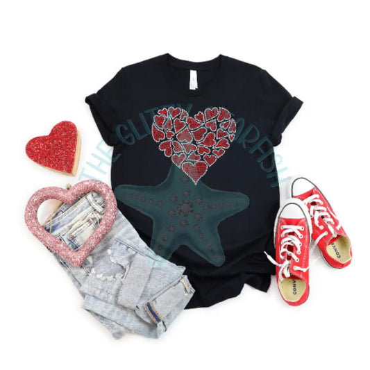 Heart Mosaic Rhinestone Shirt