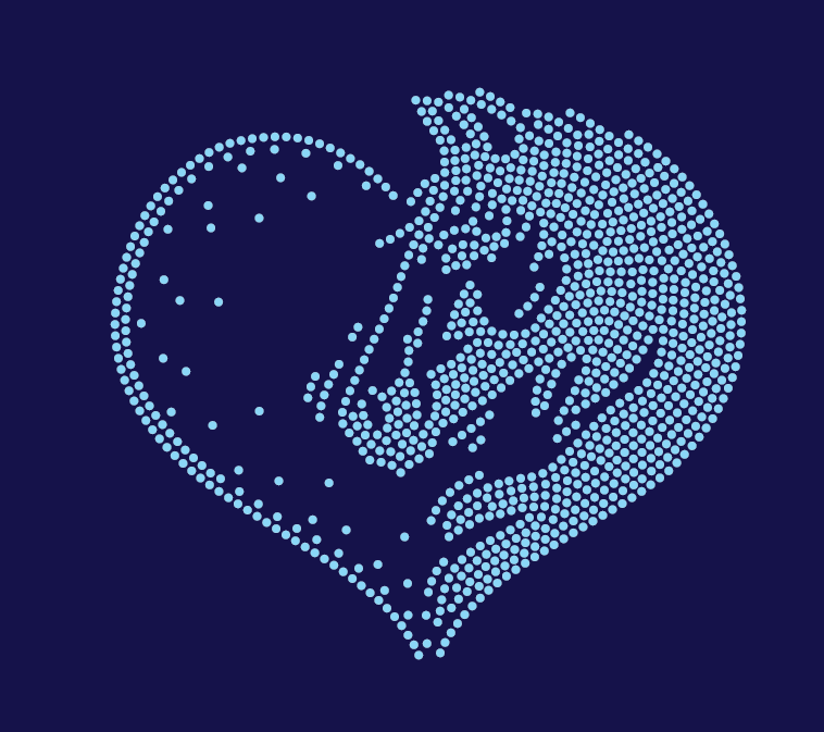 GT STALLIONS HORSE HEAD HALF HEART BLING DESIGN