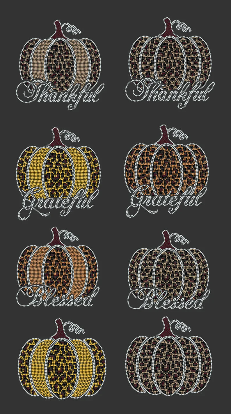 Blessed Leopard Rhinestone Pumpkin Shirt