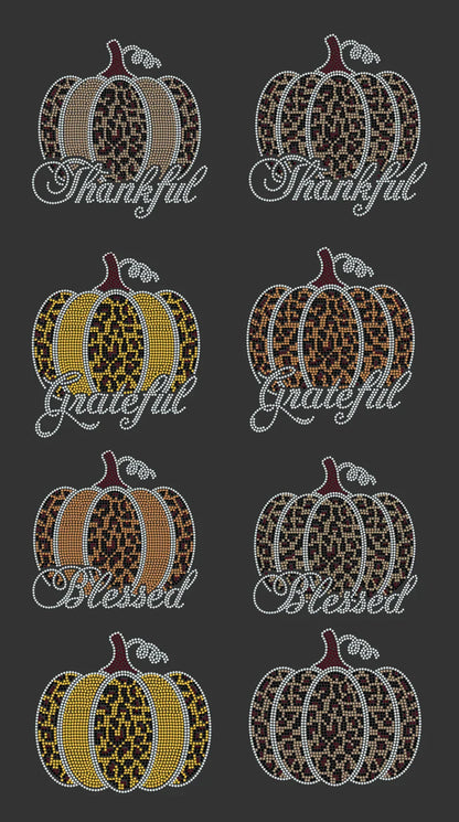 Blessed Leopard Rhinestone Pumpkin Shirt