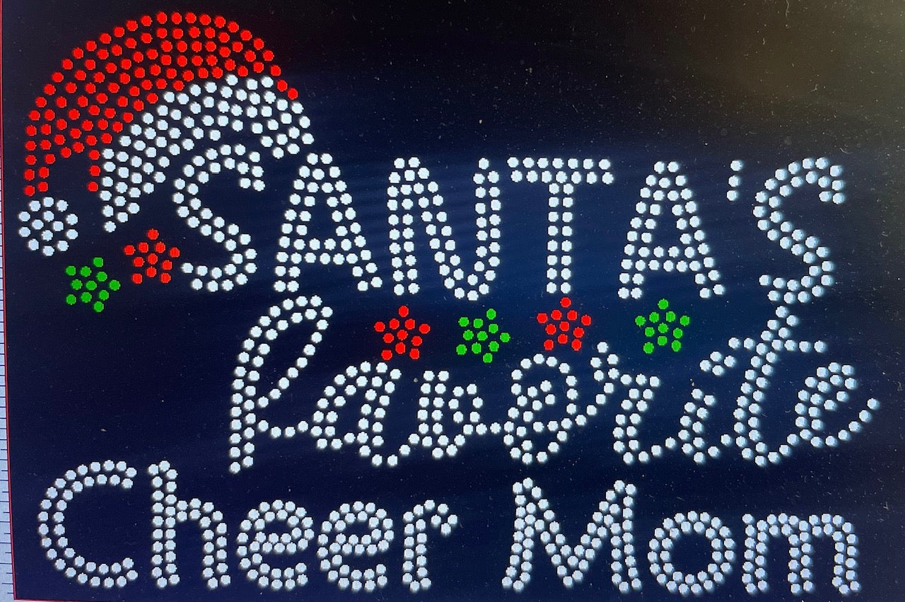 SANTA'S FAVORITE CHEER MOM RHINESTONE DESIGN