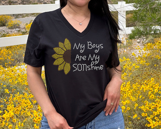 My Sons Are Sonshine Sunflower Rhinestone Shirt