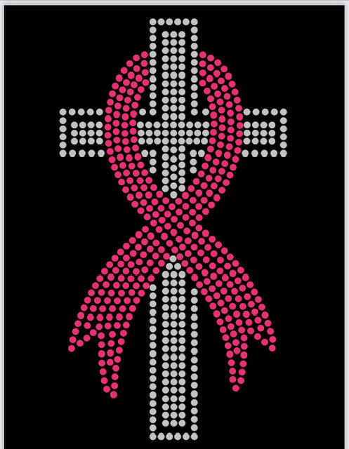 Cross With Awareness Ribbon Rhinestone Shirt