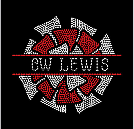 CW LEWIS CHEER SPLIT POM RHINESTONE DESIGN
